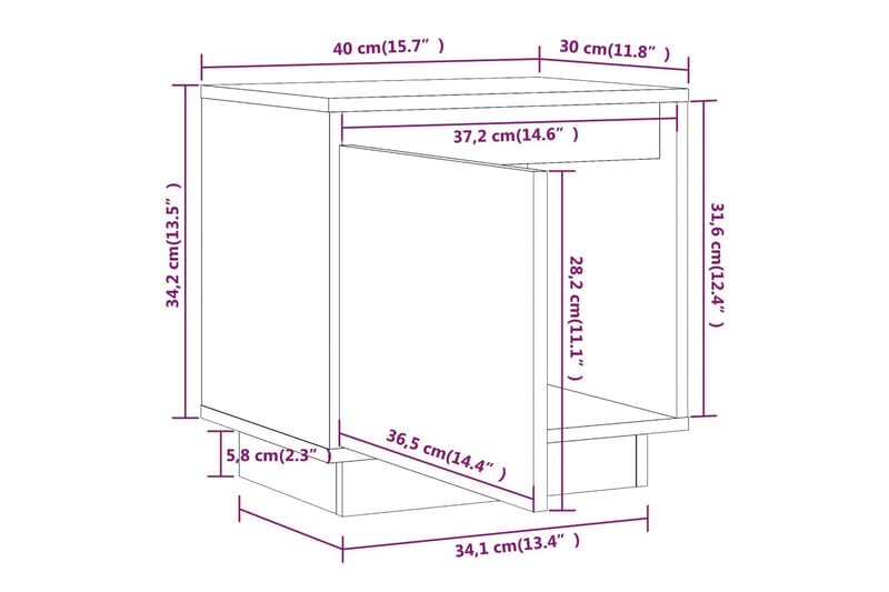 Sängbord vit 40x30x40 cm massiv furu - Vit - Möbler - Bord