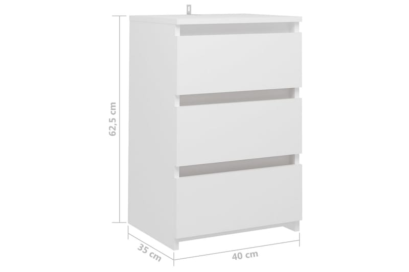 Sängbord vit 40x35x62,5 cm spånskiva - Vit - Möbler - Bord