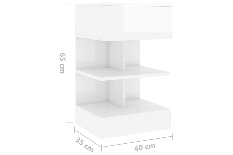 Sängbord vit högglans 40x35x65 cm spånskiva - Vit - Möbler - Bord