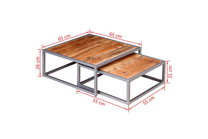 Satsbord massivt akaciaträ 2 st - Brun - Möbler - Bord
