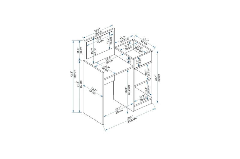 Sedef Sminkbord 85,4 cm Brun/Antracit - Möbler - Bord