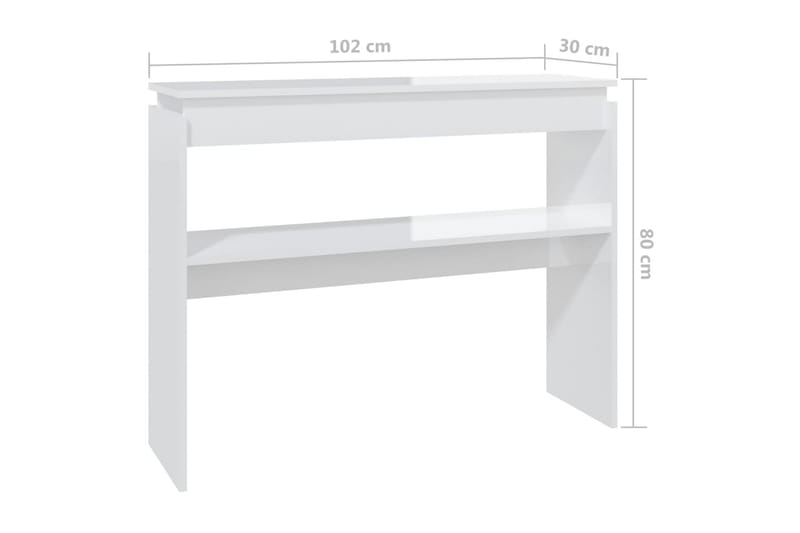 Sidobord vit högglans 102x30x80 cm spånskiva - Vit - Möbler - Bord