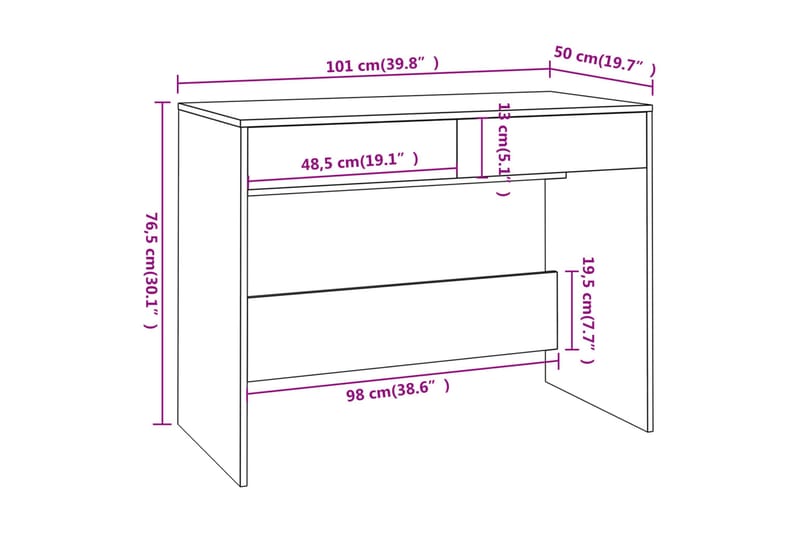 Skrivbord betonggrå 101x50x76,5 cm spånskiva - Grå - Möbler - Bord