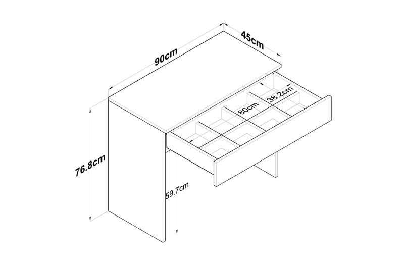 JUNJI Sminkbord 90x76,8 cm Vit - Möbler - Bord - Sminkbord