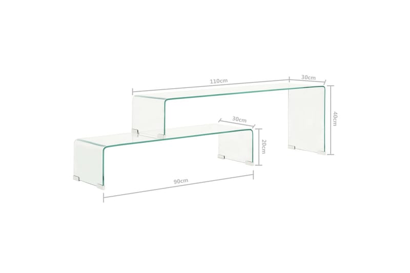 Soffbord 2 delar 90x30x20/110x30x40 cm härdat glas - Transparent - Möbler - Bord