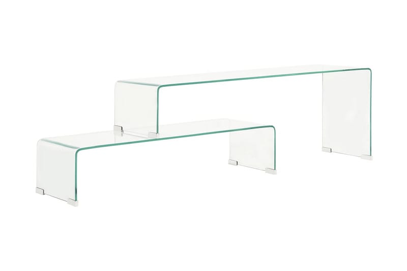 Soffbord 2 delar 90x30x20/110x30x40 cm härdat glas - Transparent - Möbler - Bord