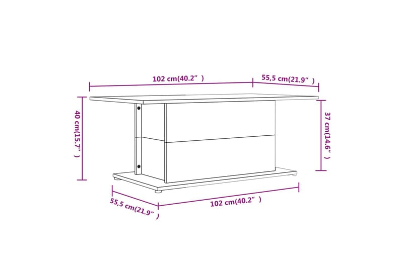 Soffbord betonggrå 102x55,5x40 cm spånskiva - Grå - Möbler - Bord