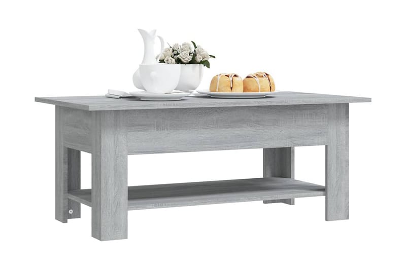 Soffbord grå sonoma-ek 102x55x42 cm spånskiva - Grå - Möbler - Bord