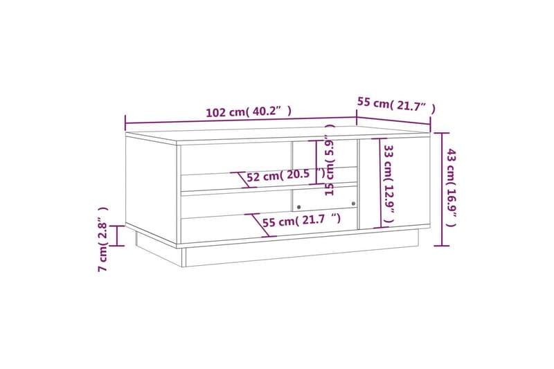 Soffbord grå sonoma-ek 102x55x43 cm spånskiva - Grå - Möbler - Bord