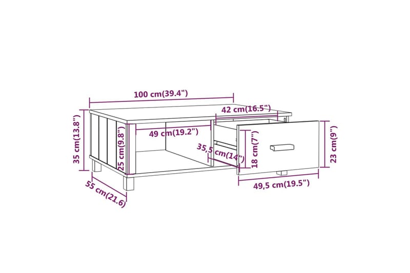 Soffbord honungsbrun 100x55x35 cm massiv furu - Brun - Möbler - Bord