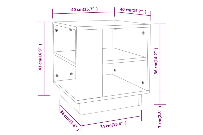 Soffbord rökfärgad ek 40x40x43 cm konstruerat trä - Brun - Möbler - Bord