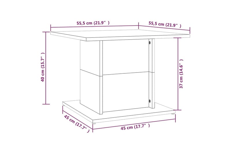 Soffbord rökfärgad ek 55,5x55,5x40 cm spånskiva - Brun - Möbler - Bord