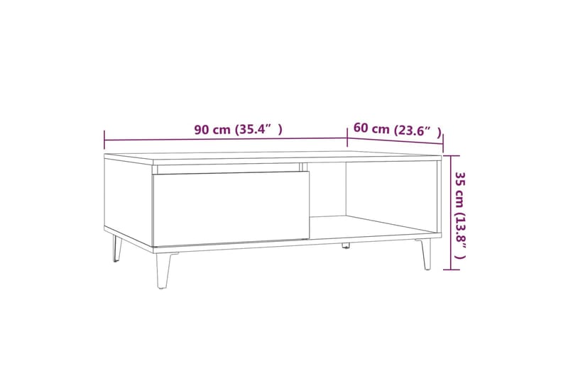 Soffbord rökfärgad ek 90x60x35 cm spånskiva - Brun - Möbler - Bord