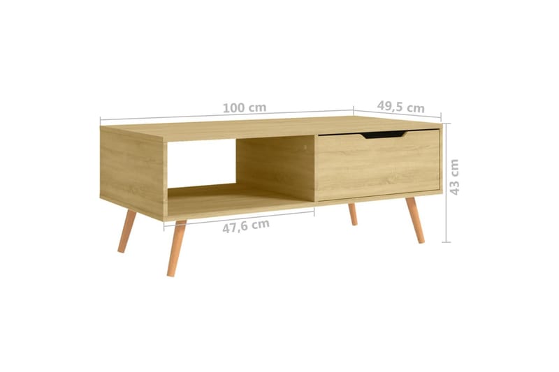 Soffbord sonoma-ek 100x49,5x43 cm spånskiva - Brun - Möbler - Bord