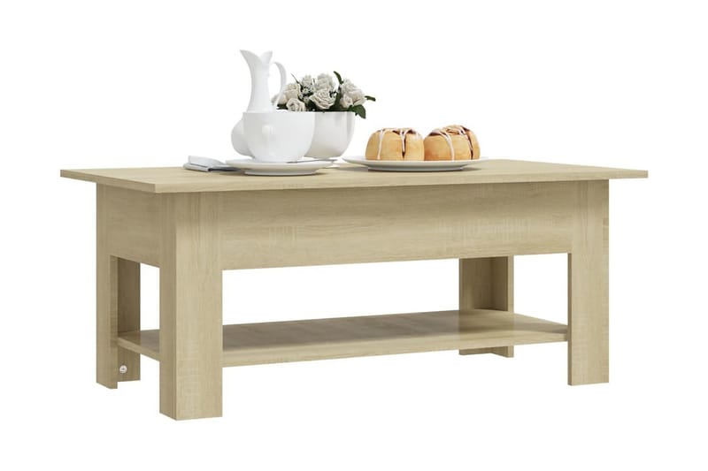 Soffbord sonoma-ek 102x55x42 cm spånskiva - Brun - Möbler - Bord