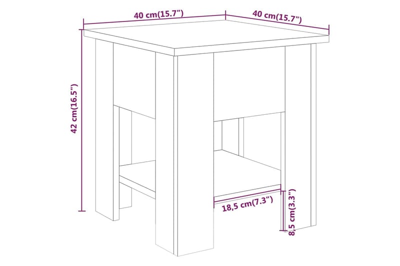 Soffbord sonoma-ek 40x40x42 cm konstruerat trä - Brun - Möbler - Bord