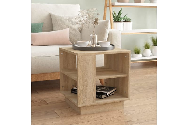 Soffbord sonoma-ek 40x40x43 cm konstruerat trä - Beige - Möbler - Bord