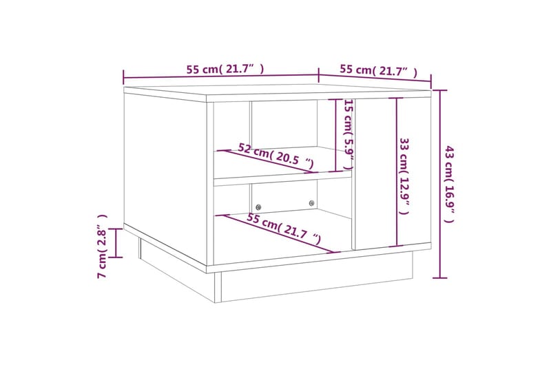 Soffbord sonoma-ek 55x55x43 cm spånskiva - Brun - Möbler - Bord