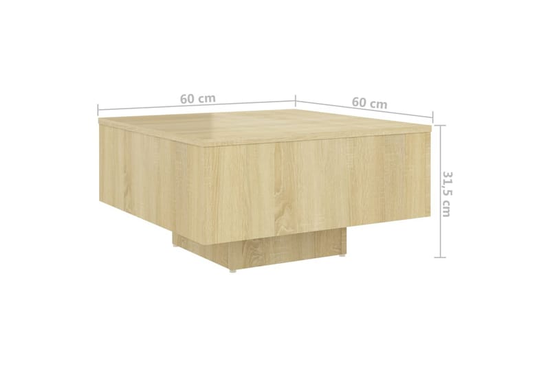 Soffbord sonoma-ek 60x60x31,5 cm spånskiva - Brun - Möbler - Bord