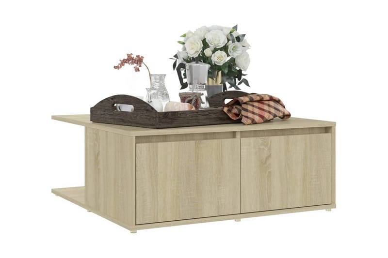 Soffbord sonoma-ek 80x80x31 cm spånskiva - Brun - Möbler - Bord