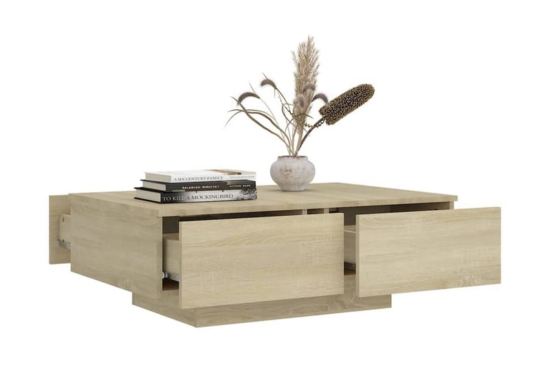 Soffbord sonoma-ek 90x60x31 cm spånskiva - Brun - Möbler - Bord