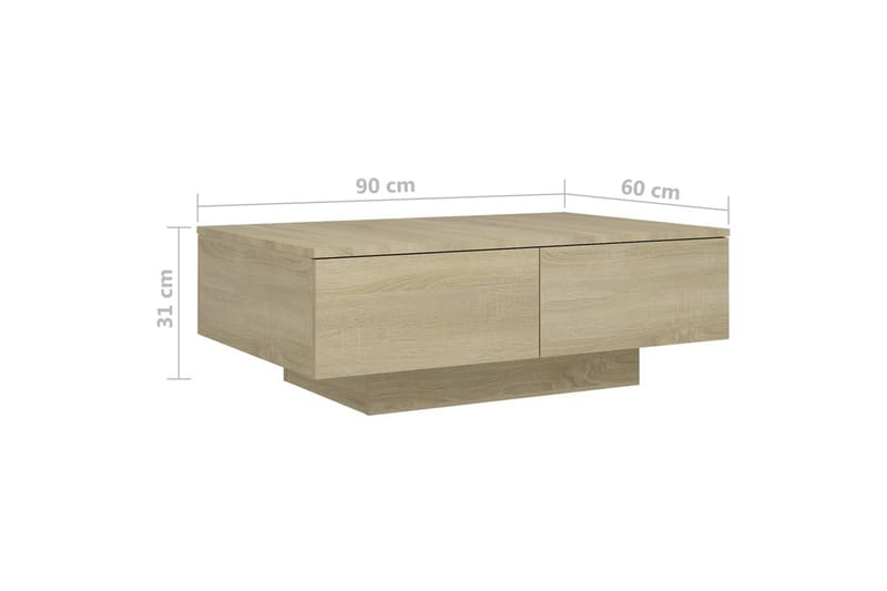 Soffbord sonoma-ek 90x60x31 cm spånskiva - Brun - Möbler - Bord