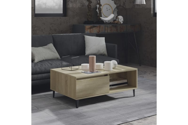 Soffbord sonoma-ek 90x60x35 cm spånskiva - Brun - Möbler - Bord