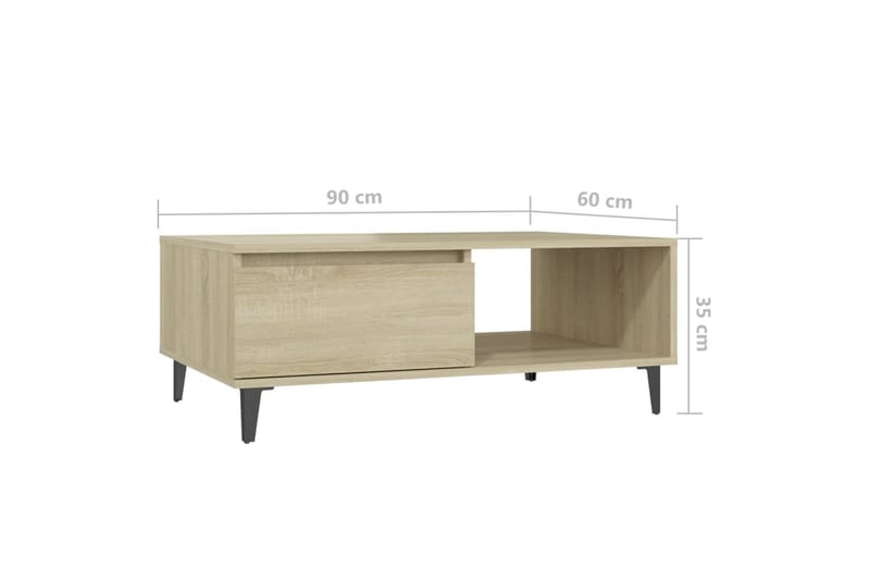 Soffbord sonoma-ek 90x60x35 cm spånskiva - Brun - Möbler - Bord