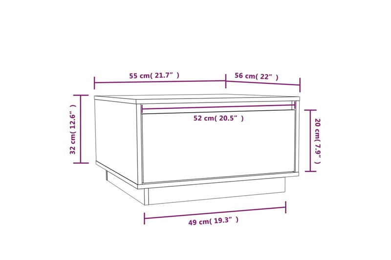 Soffbord vit 55x56x32 cm massiv furu - Vit - Möbler - Bord