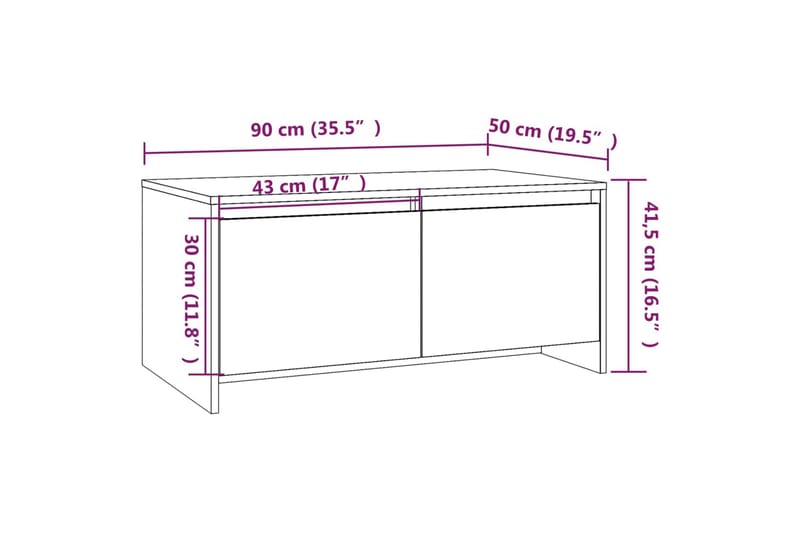 Soffbord vit högglans 90x50x41,5 cm spånskiva - Vit - Möbler - Bord