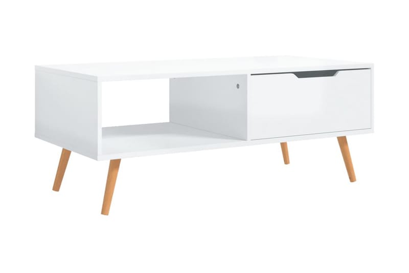 Soffbord vit högglansig 100x49,5x43 cm spånskiva - Vit - Möbler - Bord