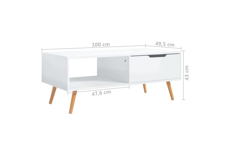 Soffbord vit högglansig 100x49,5x43 cm spånskiva - Vit - Möbler - Bord