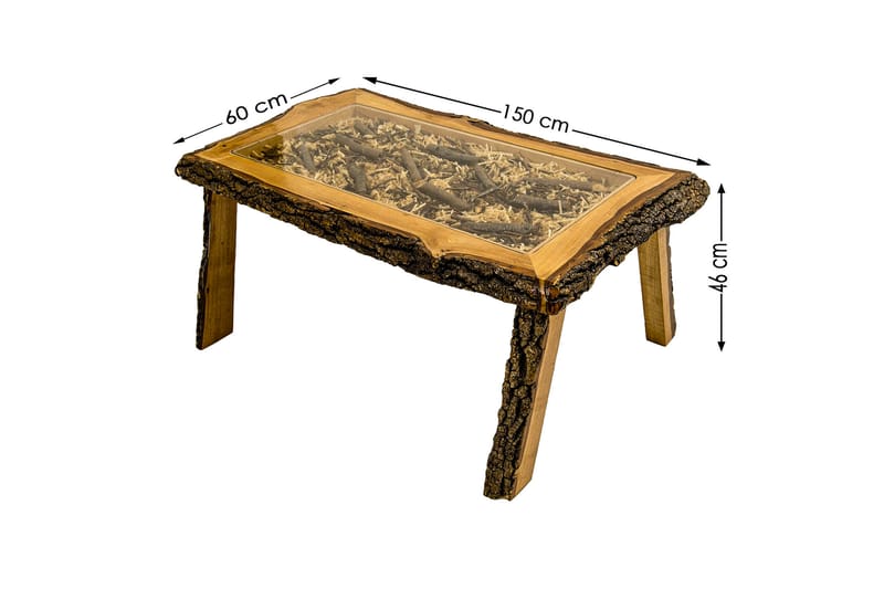 SOMOLU Soffbord 150 cm Glas/Natur/Brun - Möbler - Bord