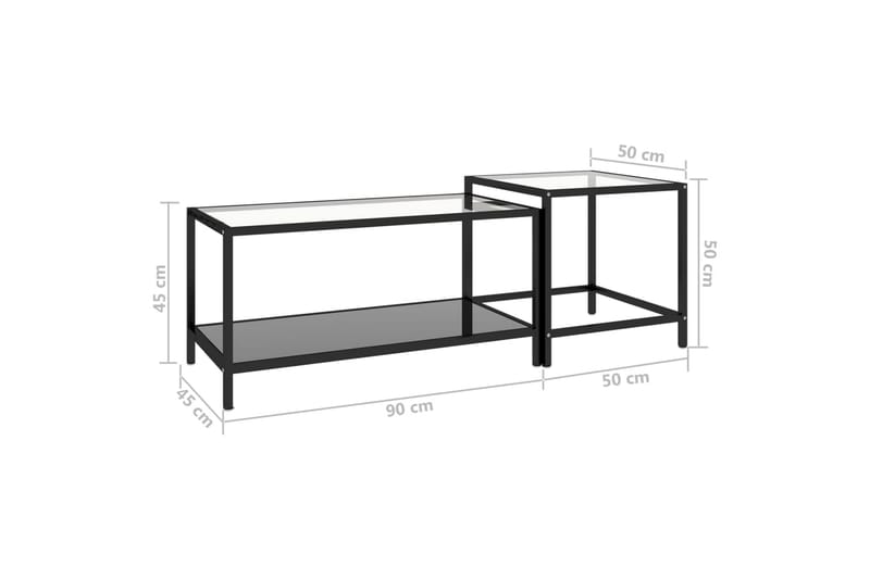 Tebord 2 st svart härdat glas - Möbler - Bord