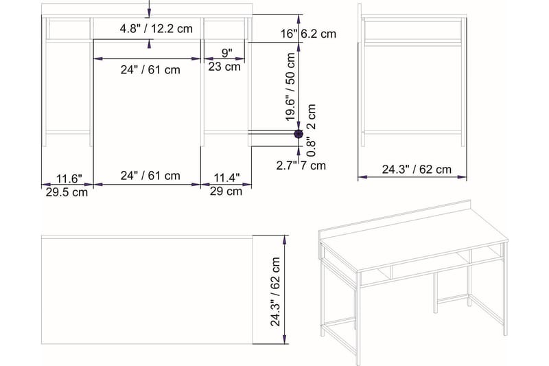 TOFOL Skrivbord 60x74,8x120 cm Guld/Antracit - Möbler - Bord