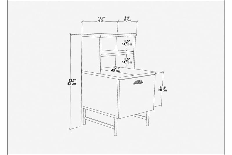 UKHAND Sängbord 45x22,5 cm Brun - Möbler - Bord