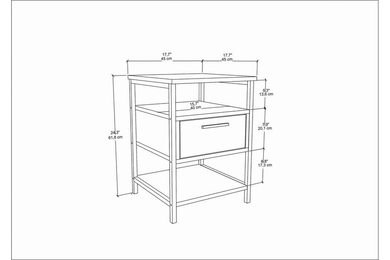 UKHAND Sängbord 45x61,8 cm Svart - Möbler - Bord