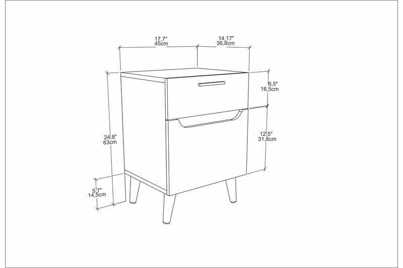 UKHAND Sängbord 45x63 cm Vit - Möbler - Bord