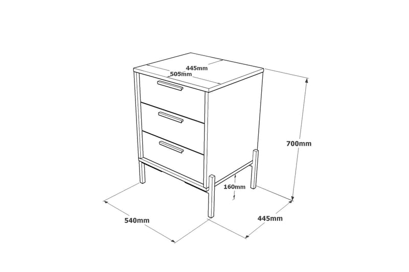 UKHAND Sängbord54 cm Brun/Betonggrå/Antracit - Möbler - Bord