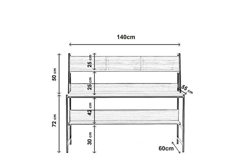 VAJUSH Skrivbord 140 cm med Förvaring Hyllor Vit/Svart - Möbler - Bord