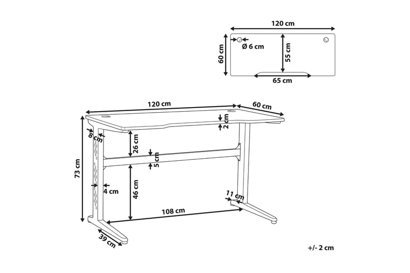 VANDUSER Gamingbord 120 cm med LED-belysning Svart - Svart/Svart - Möbler - Bord