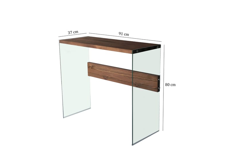 WALMORE Sidobord 91 cm Mörkbrun/Härdat Glas - Möbler - Bord