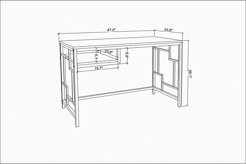 ZROIGATE Skrivbord 60x74,8x120 cm Guld/Antracit - Möbler - Bord