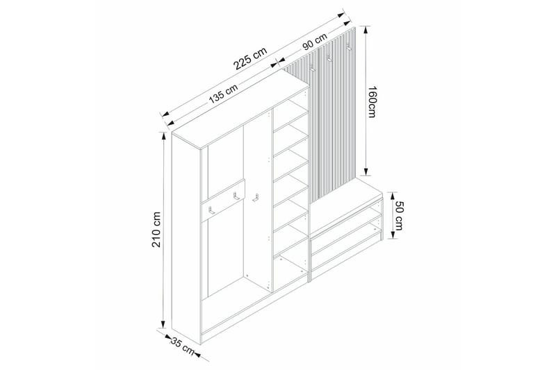 Hew Hallmöbelset Antracit - Möbler - Hall & entré - Möbelset för hall & entré