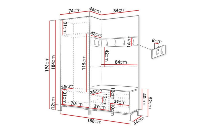 Dunvegan Hallmöbelset 158x44 cm Brun - Möbler - Hall & entré - Möbelset för hall & entré