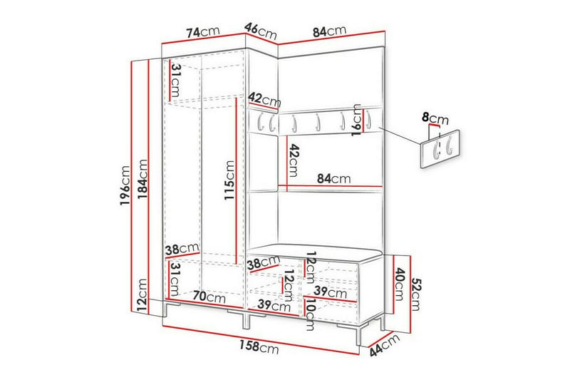 Dunvegan Hallmöbelset 158x46 cm Brun - Möbler - Hall & entré - Möbelset för hall & entré