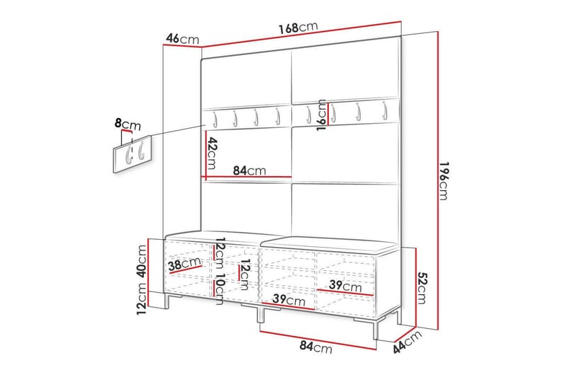 Dunvegan Hallmöbelset 168x46 cm Brun - Möbler - Hall & entré - Möbelset för hall & entré