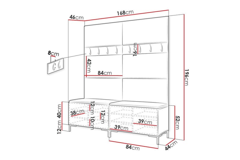 Dunvegan Hallmöbelset 168x46 cm Svart - Möbler - Hall & entré - Möbelset för hall & entré