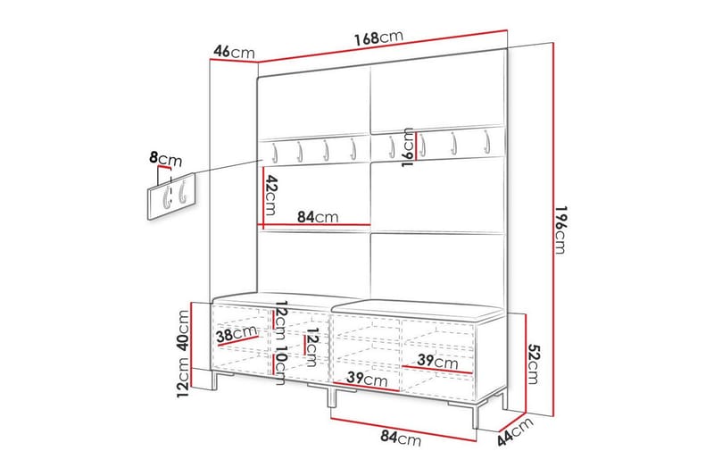 Dunvegan Hallmöbelset 168x46 cm Vit - Möbler - Hall & entré - Möbelset för hall & entré