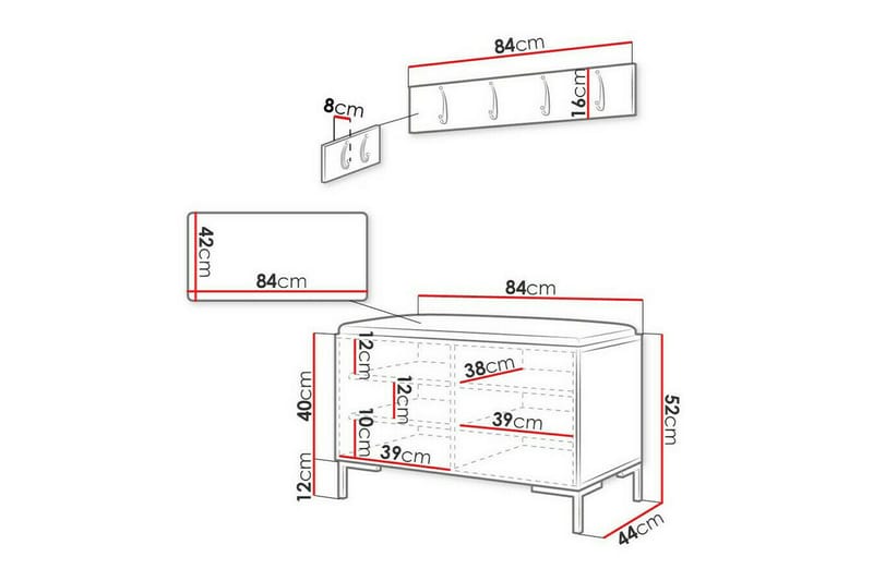 Dunvegan Hallmöbelset 84x44 cm Vit - Möbler - Hall & entré - Möbelset för hall & entré